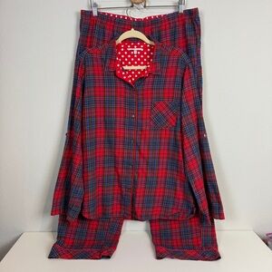 Victoria's Secret Red Blue Plaid Flannel Long Pajama Set XL